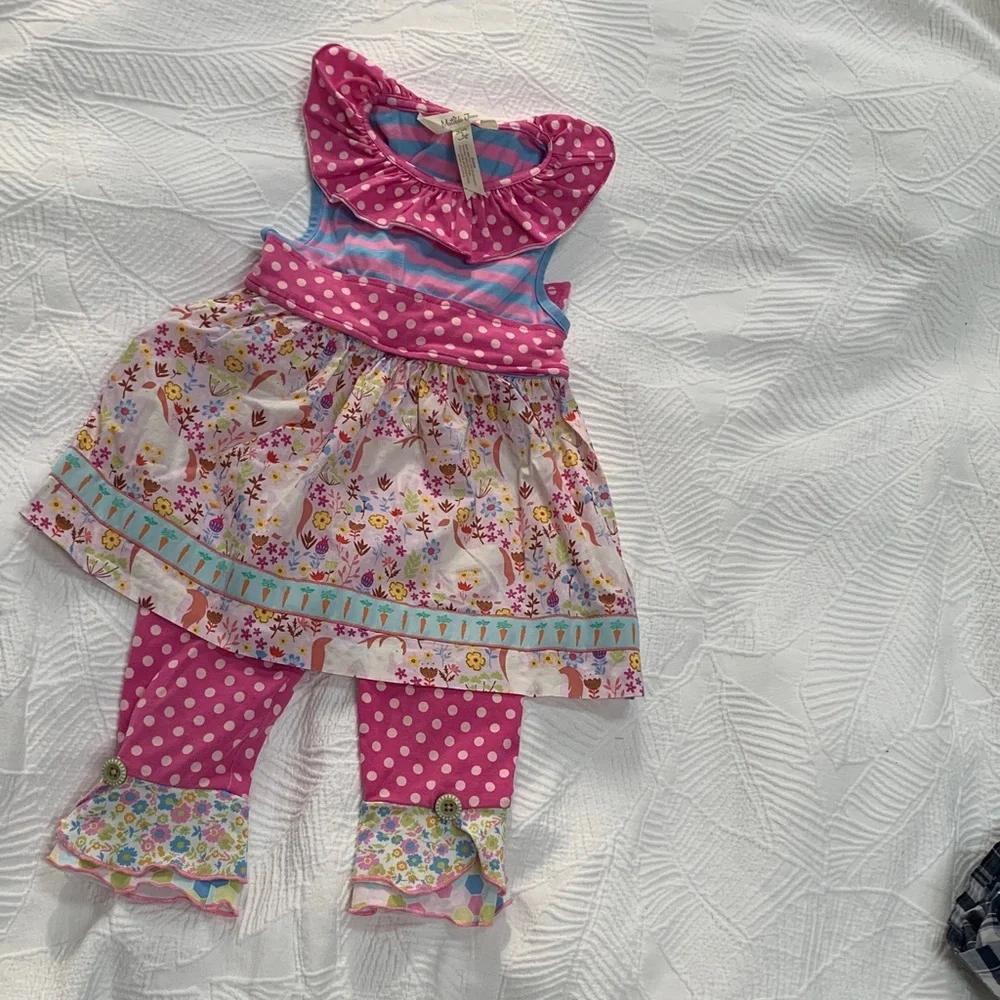 Matilda Jane Unicorn Pink Polka Dot Top and pants set